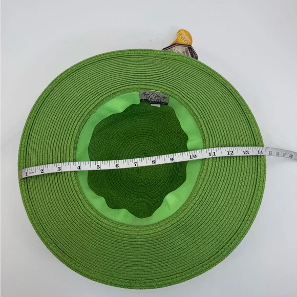 Sun N’ Sand Green Straw Sun Brown Accent Band Stylish Summer Beach & Travel Hat - Picture 9 of 14